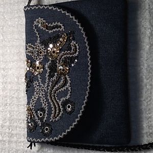 Vintage Blue Jean Sequin Purse